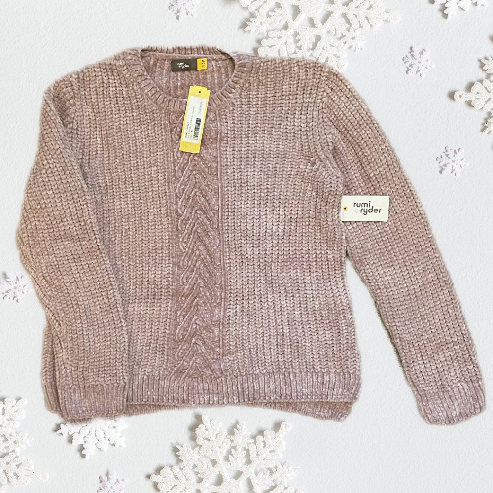 NWT - Girls Rumi + Ryder Chenille Cable Knit Sweater - XL - Pink